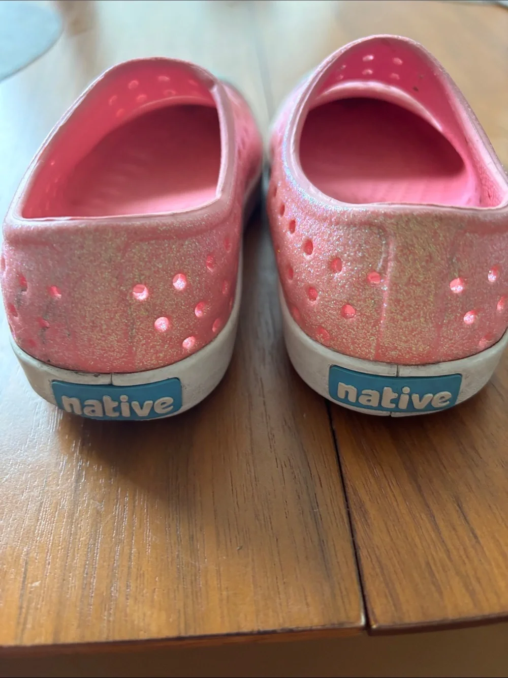 Native Kids' Coral Pink Glitter Mary Jane Foam Clog